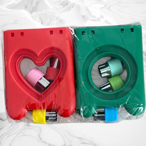 2 Sandwich/Cookie Cutters Green Circle , Orange Heart Sandwich Seal,Crust Remove - Picture 2 of 6